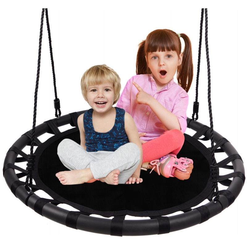 Велике підвісне крісло-гойдалка  Funfit Garden гніздо лелеки 100 см 150 кг чорне