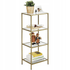 Стелаж багаторівневий зі скляними полицями Songmics Vasagle Gold