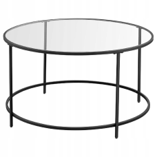 Круглий журнальний склянний столик Songmics Glamour Black 84*45