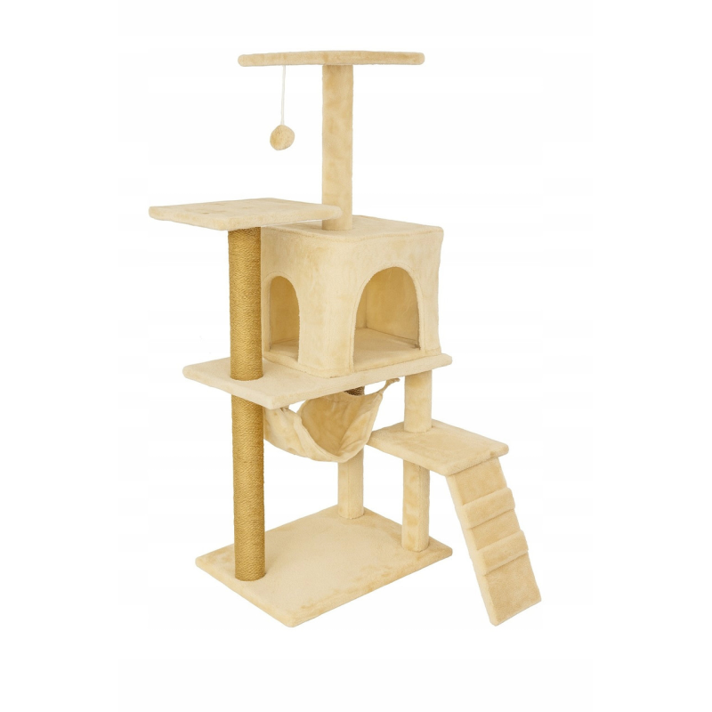 Кошачий будиночок дерев’яний кігтеточка Pet HOBBY 125 см бежевий