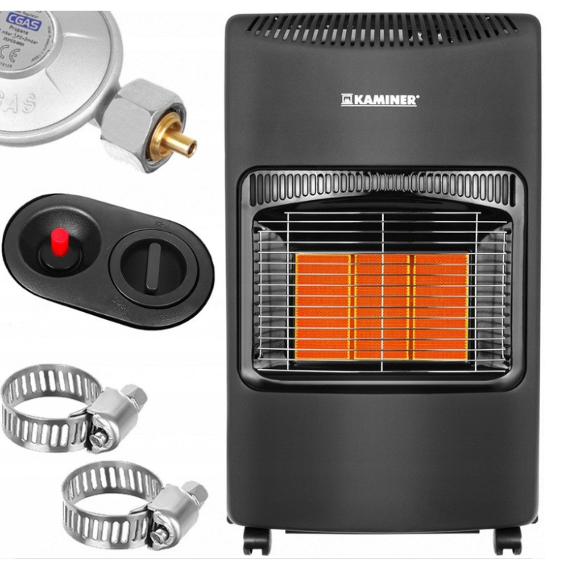 Портативний складаний газовий обігрівач Kaminer 11491 4,2 кВт + шланг + редуктор