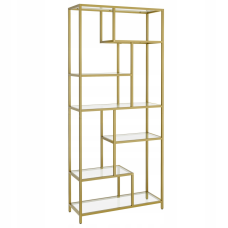 Стелаж багаторівневий зі скляними полицями Songmics Vasagle Gold 180 x 80 x 30 см