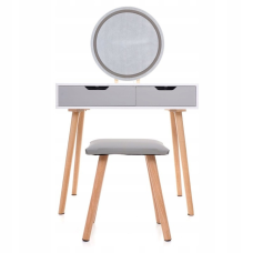 Туалетний столик Lucaro 80 x 128 x 40 см з підсвіткою + Табурет у комплекті
