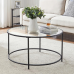 Круглий журнальний склянний столик Songmics Glamour Black 84*45