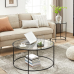 Круглий журнальний склянний столик Songmics Glamour Black 84*45