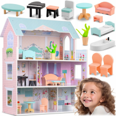 Великий дерев“яний ляльковий будиночок Ricokids RK-878 70 см Польща