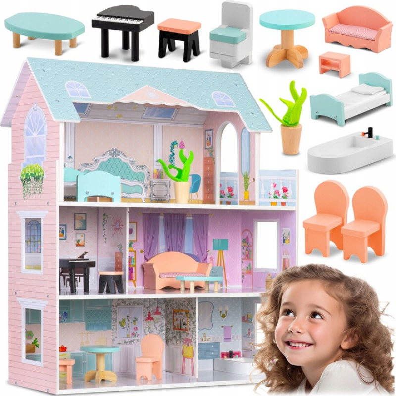 Великий дерев“яний ляльковий будиночок Ricokids RK-878 70 см Польща